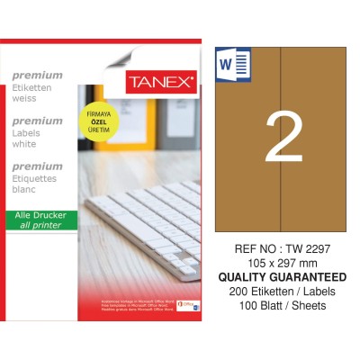 Tanex TW-2297 105x297 mm Kraft Etiket 100 Lü Paket