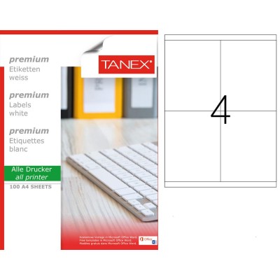 Tanex TW-2304 105x140mm Beyaz Lazer Etiket 100 Lü Paket