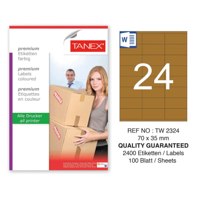 Tanex TW-2324 70x35 mm Kraft Etiket 100 Lü Paket