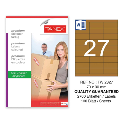 Tanex TW-2327 70x30 mm Kraft Etiket 100 Lü Paket