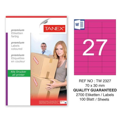 Tanex TW-2327 70x30mm Pembe Pastel Laser Etiket 100 Lü