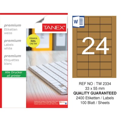 Tanex TW-2334 33x55 mm Kraft Etiket 100 Lü Paket