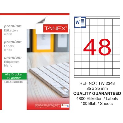 Tanex TW-2348 35mm x 35mm Laser Etiket