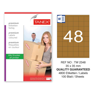 Tanex TW-2348 35x35 mm Kraft Etiket 100 Lü Paket