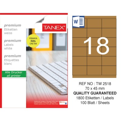 Tanex TW-2518 70x45 mm Kraft Etiket 100 Lü Paket