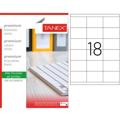 Tanex TW-2518 70x45 mm Sökülebilir Etiket 100 Lü