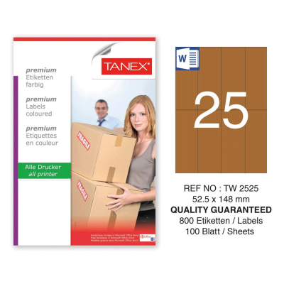 Tanex TW-2525 52,5x148,5 mm Kraft Etiket 100 Lü Paket