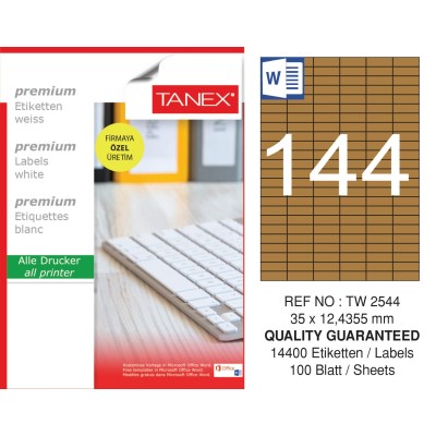 Tanex TW-2544 35x12,4355 mm Kraft Etiket 100 Lü Paket