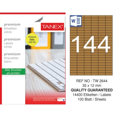 Tanex TW-2644 35x12 mm Kraft Etiket 100 Lü Paket