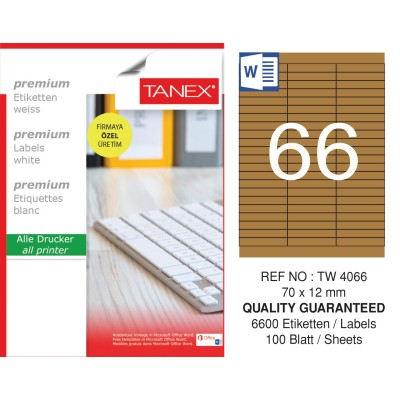 Tanex TW-4066 70x12 mm Kraft Etiket 100 Lü Paket