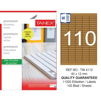 Tanex TW-4110 40x12 mm Kraft Etiket 100 Lü Paket