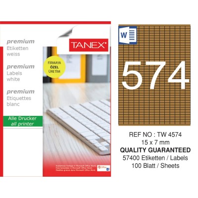 Tanex TW-4574 15x7 mm Kraft Etiket 100 Lü Paket