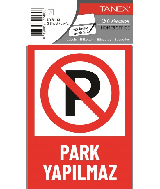 Tanex Uyr-113 Park Yapılmaz Uyarı Etiketi 2 Li Paket