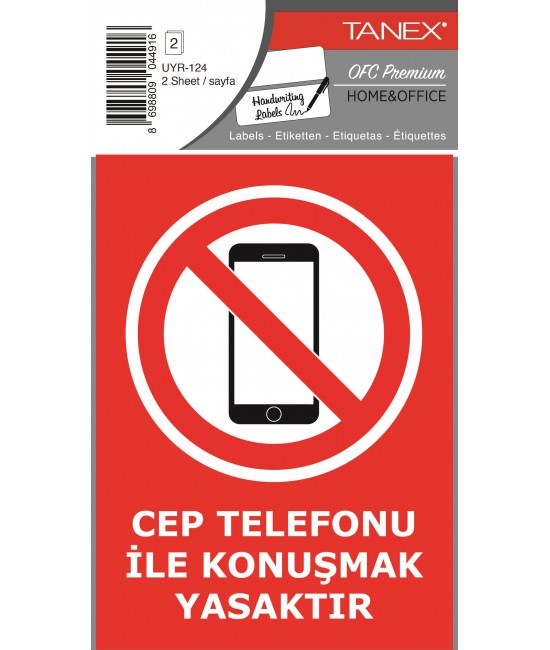 Tanex Uyr-124 Cep Telefonu İkaz Uyarı Etiketi 2 Li Paket