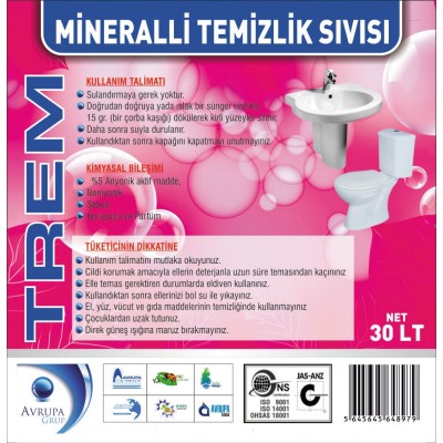 TREM Mineralli Temizlik Sıvısı 10 Litre