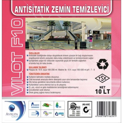 VILOT F10 Anti Statik Zemin Temizleme Ürünü 10 Litre