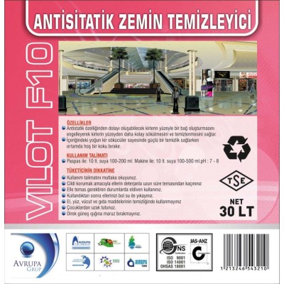 VILOT F10 Anti Statik Zemin Temizleme Ürünü 30 Litre