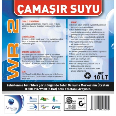 WR 2  Çamaşır Suyu 10 Litre