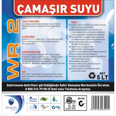 WR 2  Çamaşır Suyu 5 Litre