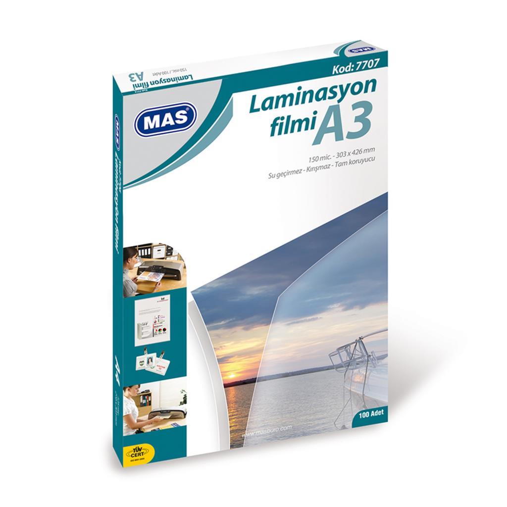 Mas 7707 Laminasyon Filmi A3 125 Mikron 100 Lü Paket