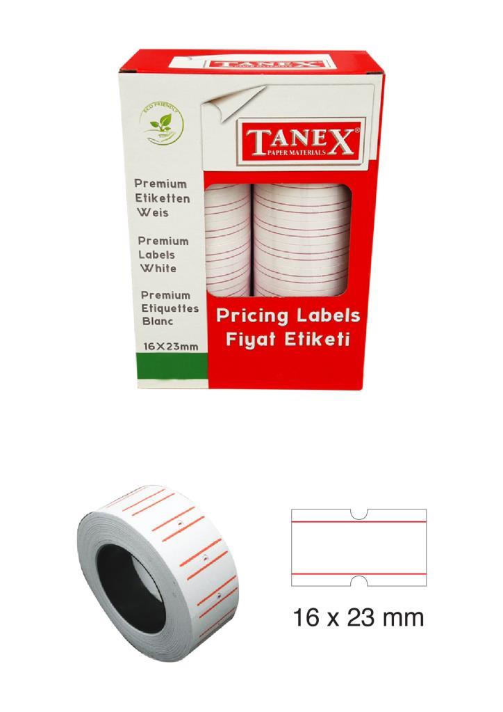 Tanex Fiyat Etiketi 16x23 cm Beyaz Renk 1000 Li 12 li Rulo