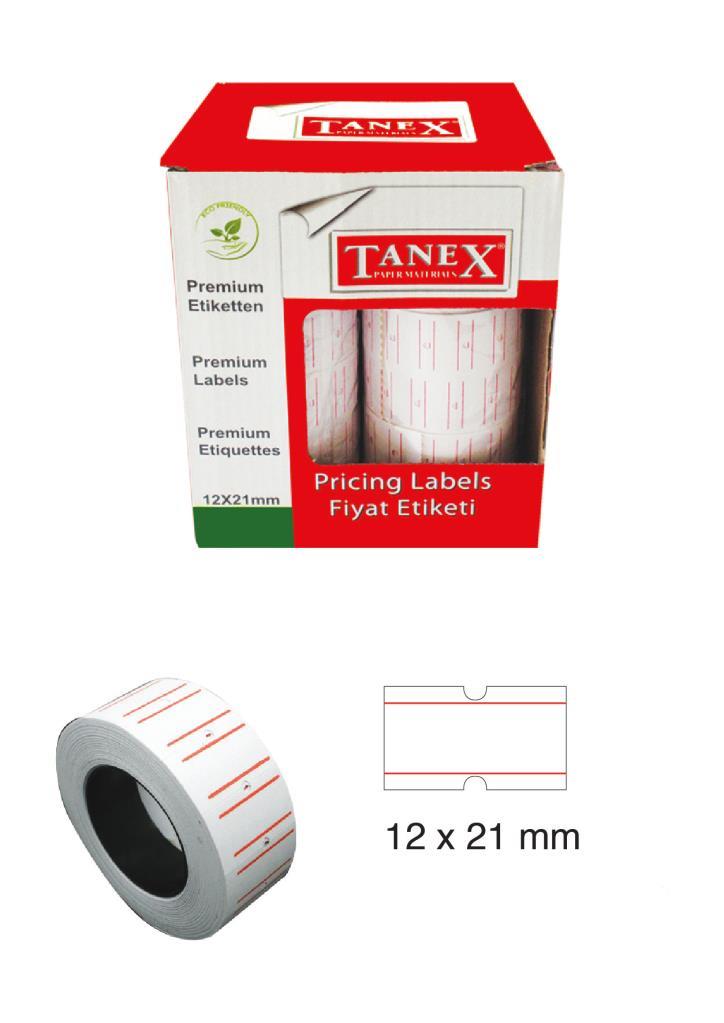 Tanex Fiyat Etiketi 21x12 cm Beyaz Renk 800 Lü 6 lı Rulo