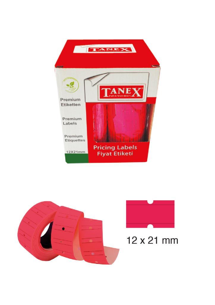 Tanex Fiyat Etiketi 21x12 cm Pembe Renk 800 Lü 6 lı Rulo