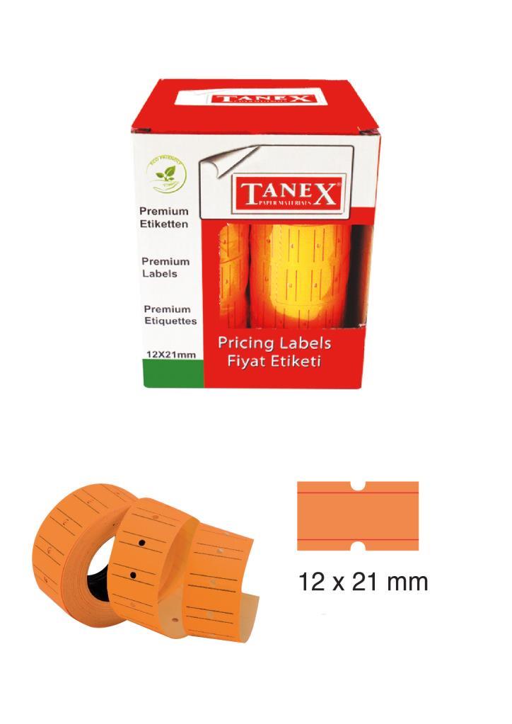 Tanex Fiyat Etiketi 21x12 cm Turuncu Renk 800 Lü 6 lı Rulo