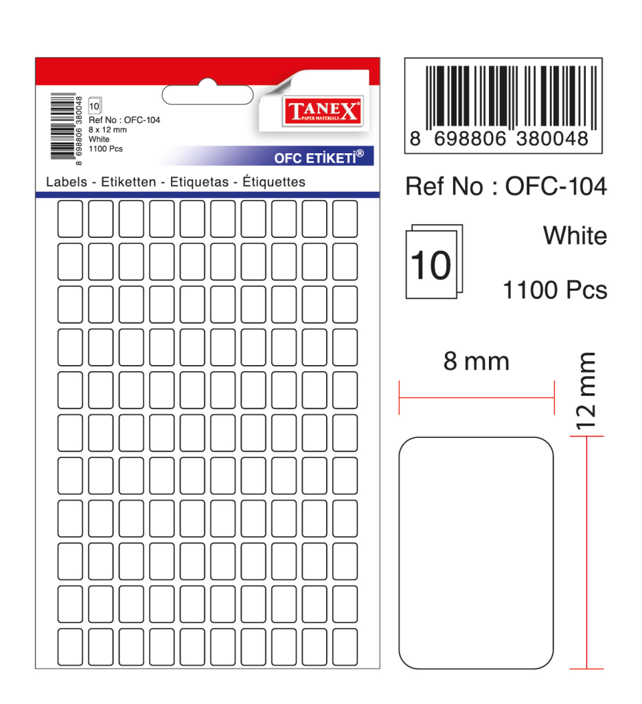Tanex Ofc-104 Beyaz Ofis Etiketi
