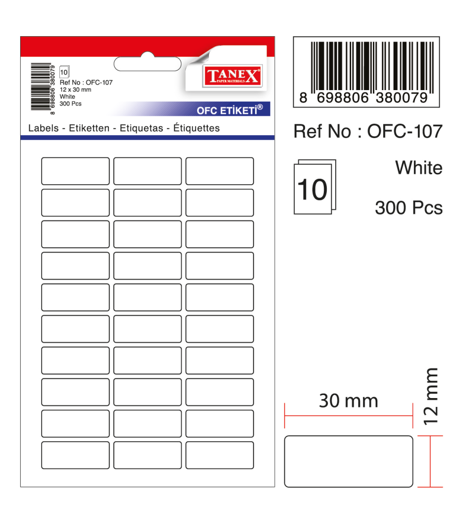 Tanex Ofc-107 Beyaz Ofis Etiketi