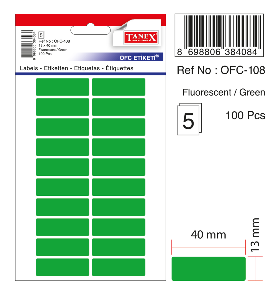 Tanex Ofc-108 Yeşil Ofis Etiketi