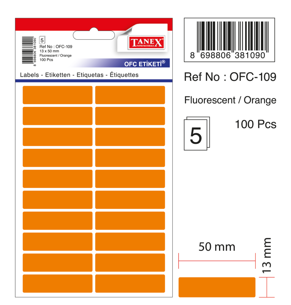 Tanex Ofc-109 Flo Turuncu Ofis Etiketi