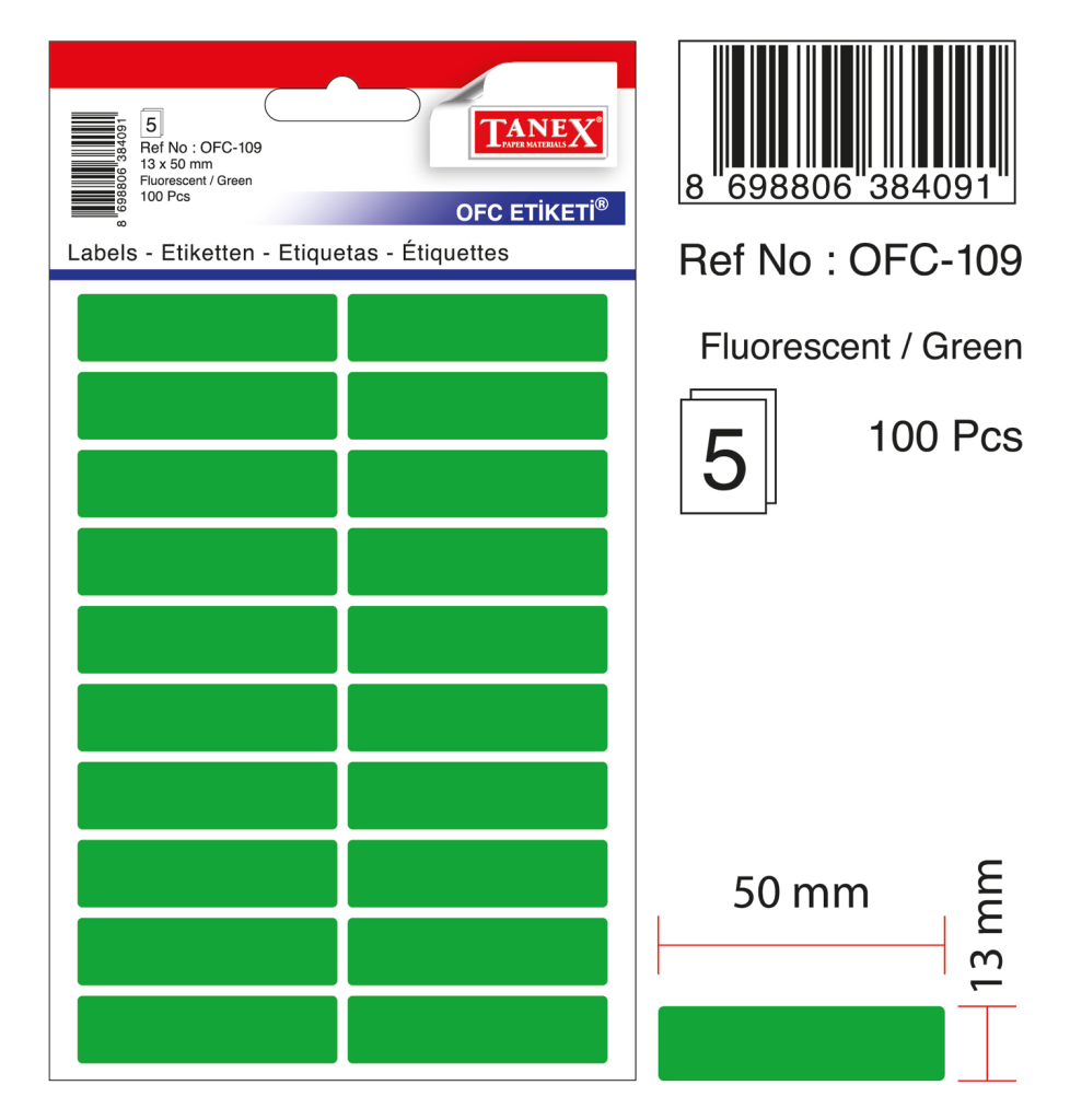 Tanex Ofc-109 Flo Yeşil Ofis Etiketi