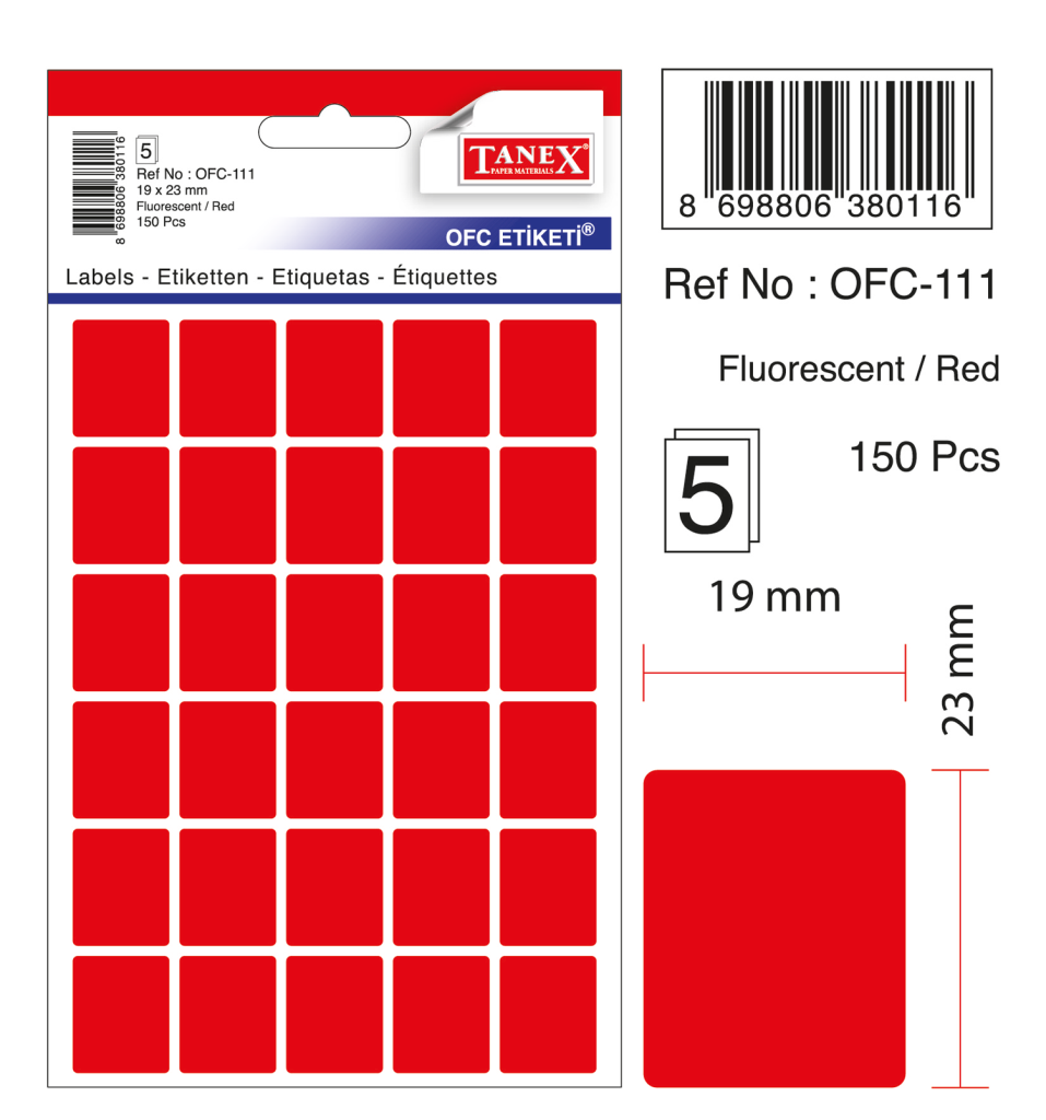 Tanex Ofc-111 Kırmızı Ofis Etiketi
