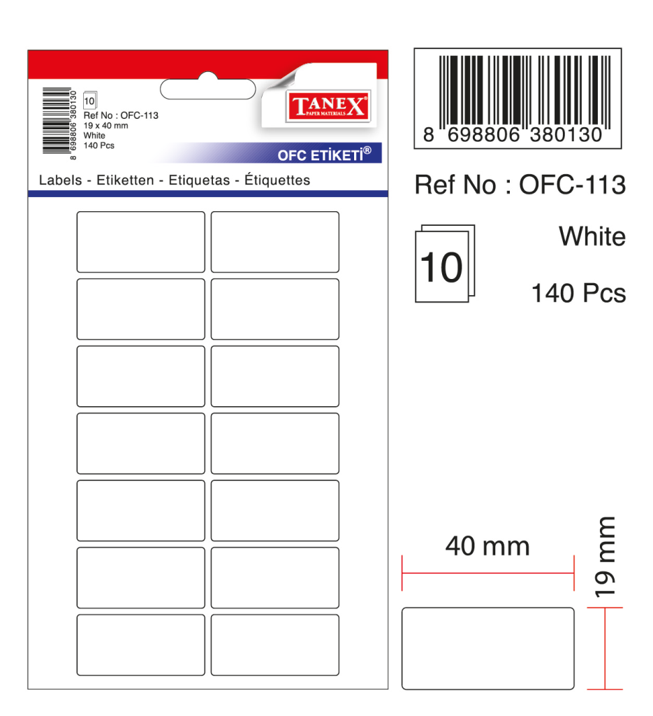 Tanex Ofc-113 Beyaz Ofis Etiketi