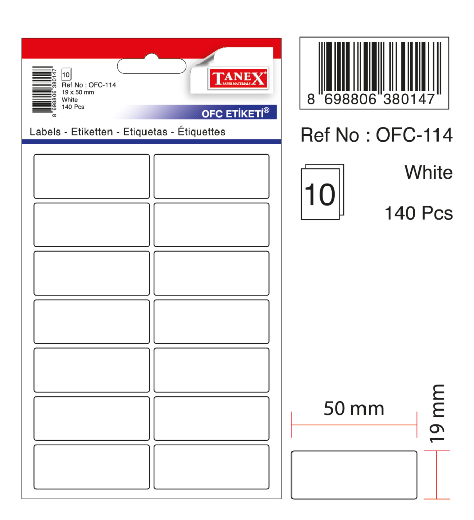 Tanex Ofc-114 Beyaz Ofis Etiketi