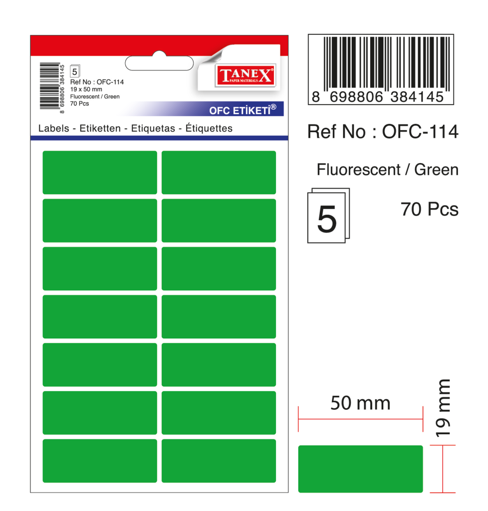 Tanex Ofc-114 Flo Yeşil Ofis Etiketi