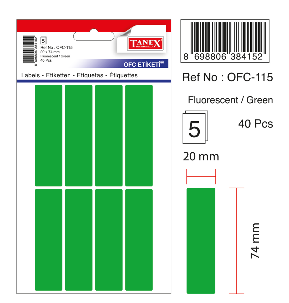 Tanex Ofc-115 Flo Yeşil Ofis Etiketi