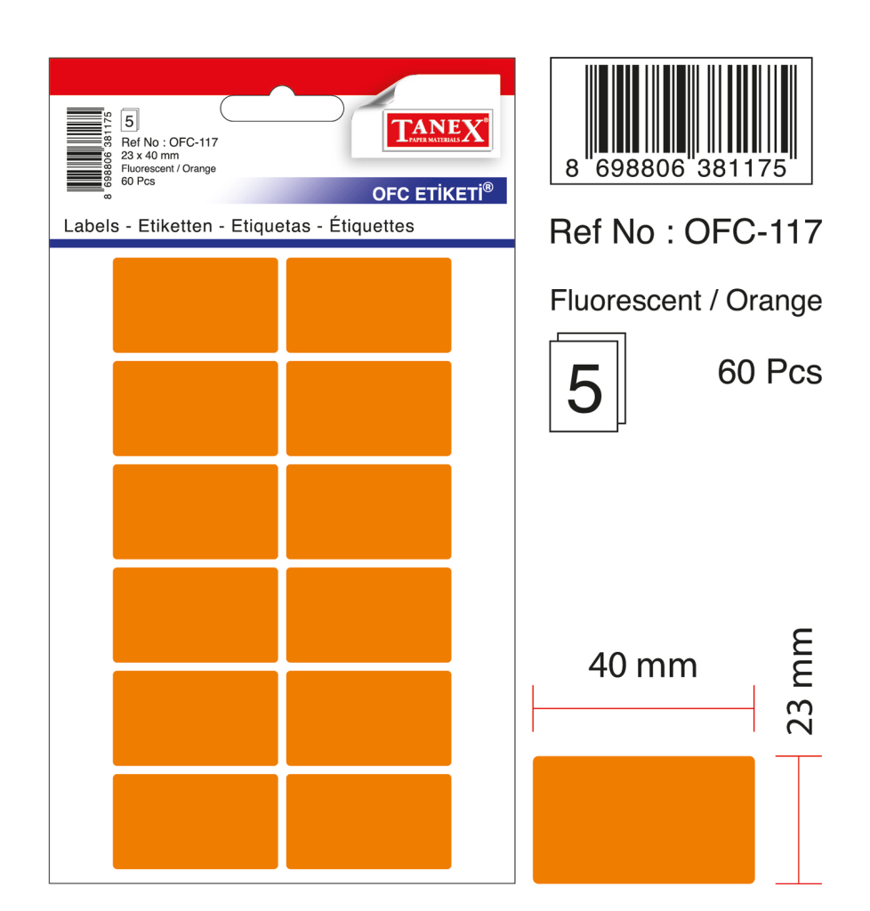 Tanex Ofc-117 Flo Turuncu Ofis Etiketi