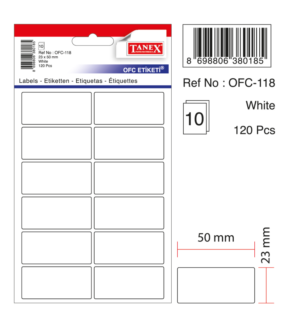 Tanex Ofc-118 Beyaz Ofis Etiketi