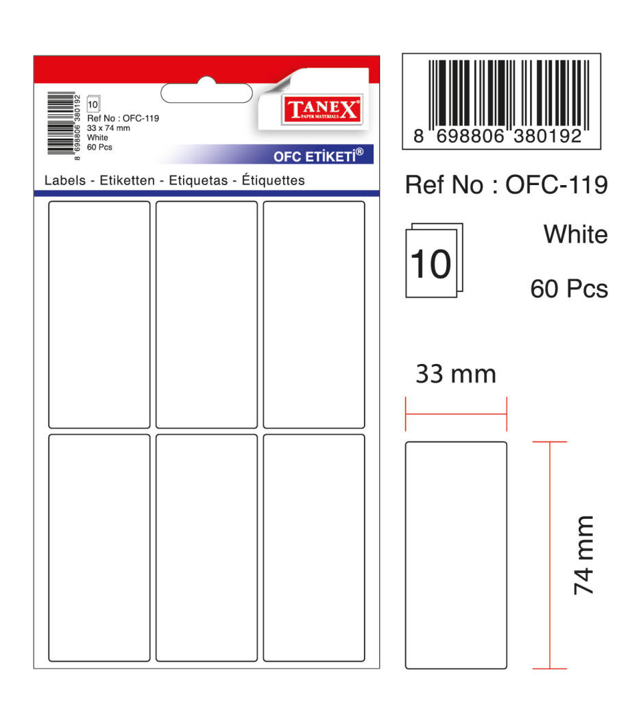 Tanex Ofc-119 Beyaz Ofis Etiketi