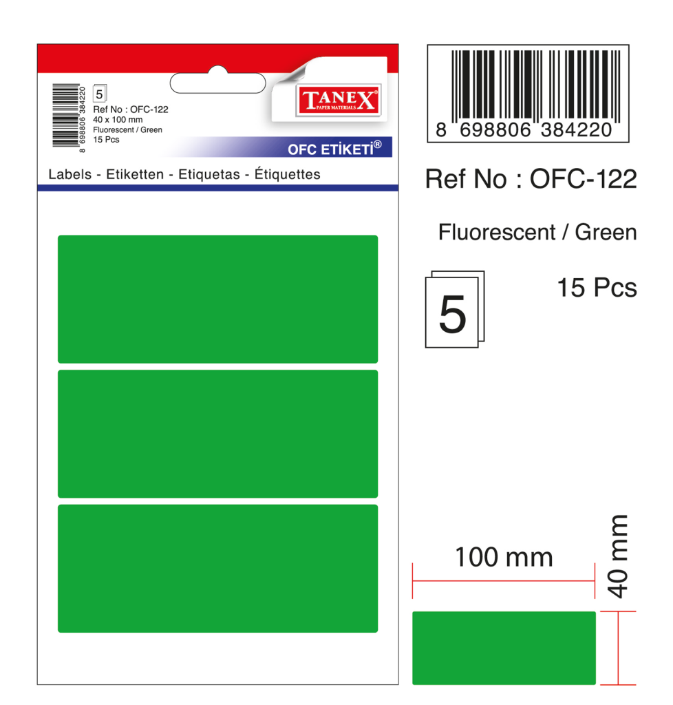Tanex Ofc-122 Flo Yeşil Ofis Etiketi