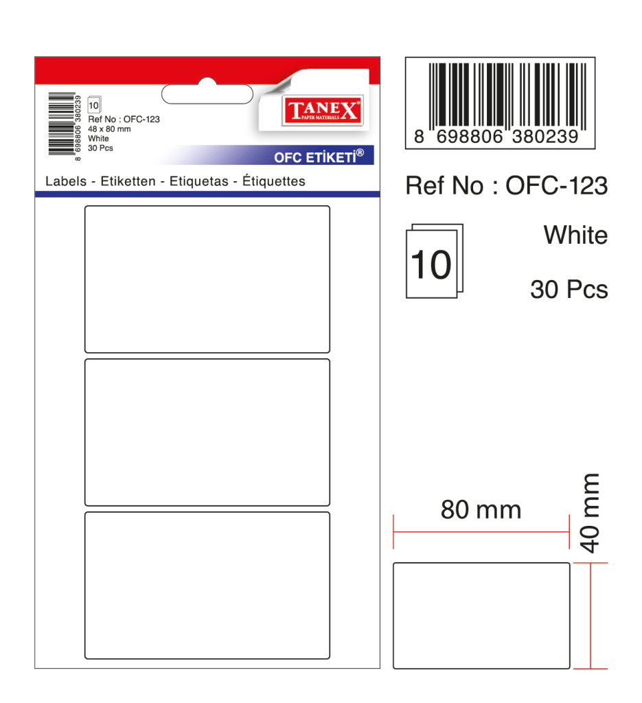 Tanex Ofc-123 Beyaz Ofis Etiketi