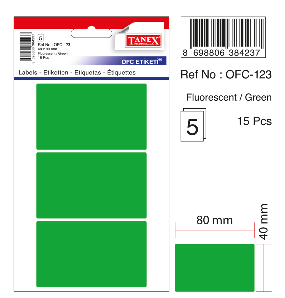 Tanex Ofc-123 Flo Yeşil Ofis Etiketi