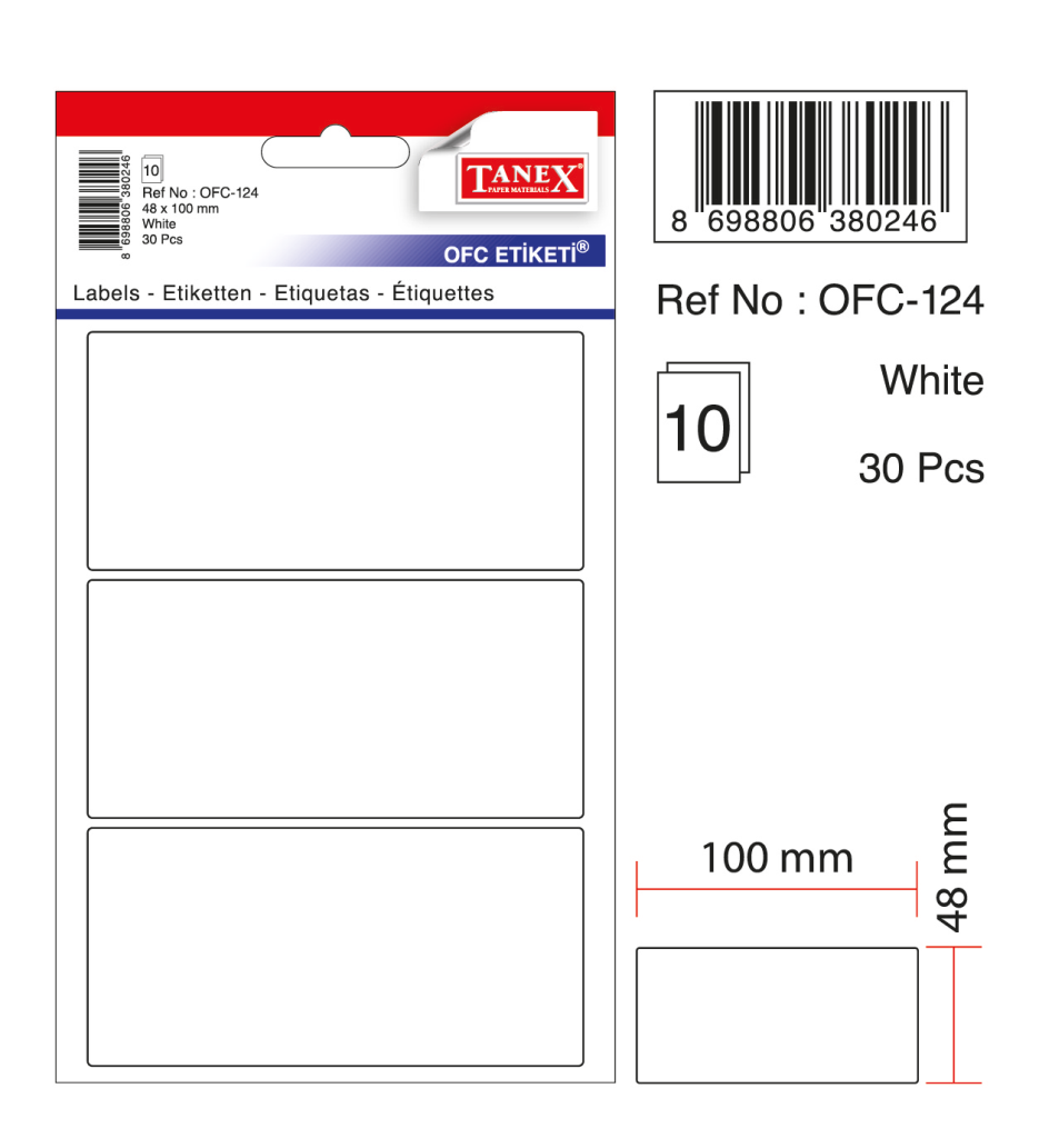 Tanex Ofc-124 Beyaz Ofis Etiketi