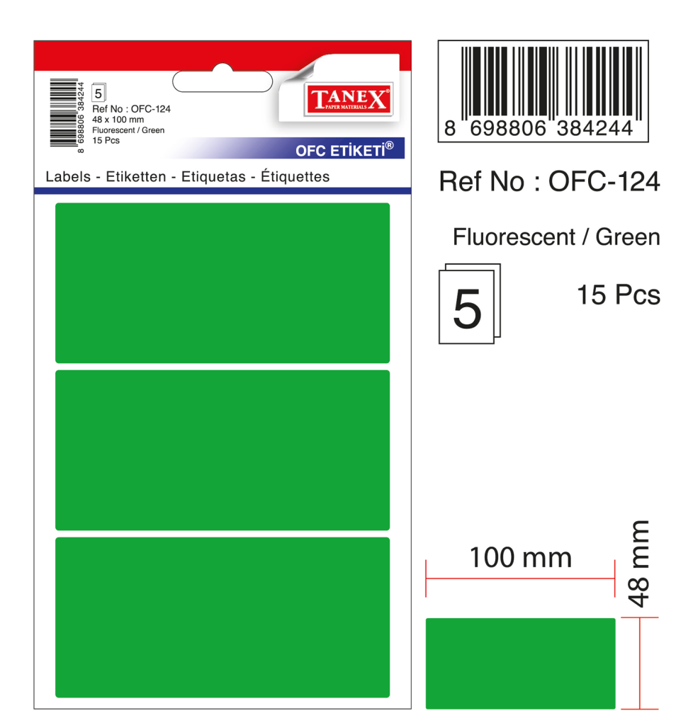 Tanex Ofc-124 Flo Yeşil Ofis Etiketi