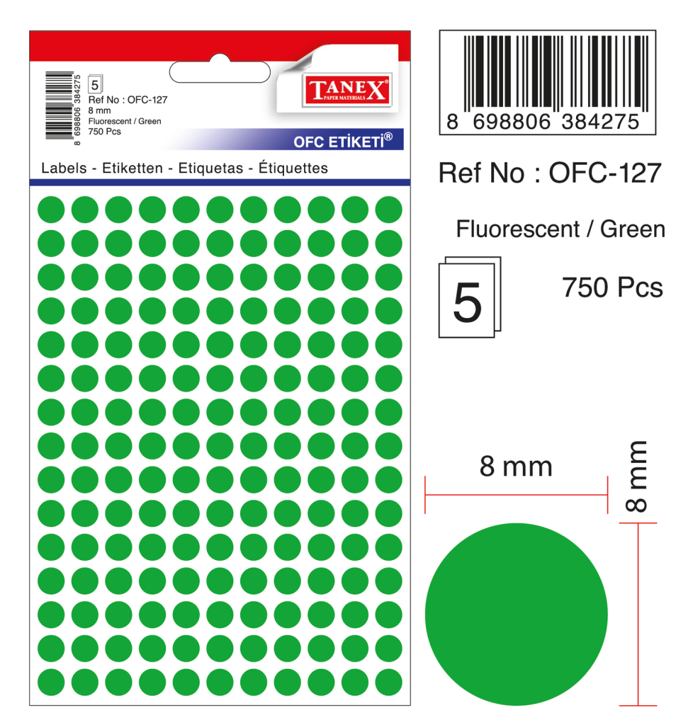 Tanex Ofc-127 Flo Yeşil Ofis Etiketi