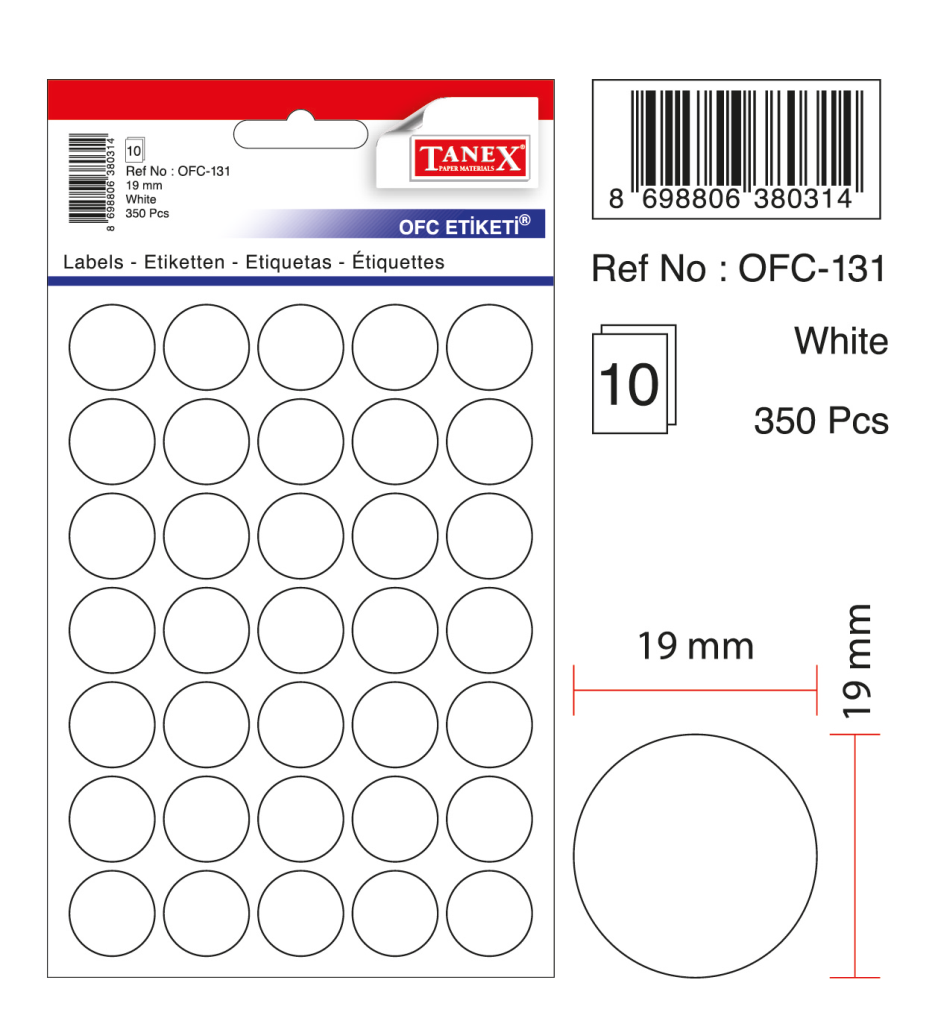 Tanex Ofc-131 Beyaz Ofis Etiketi