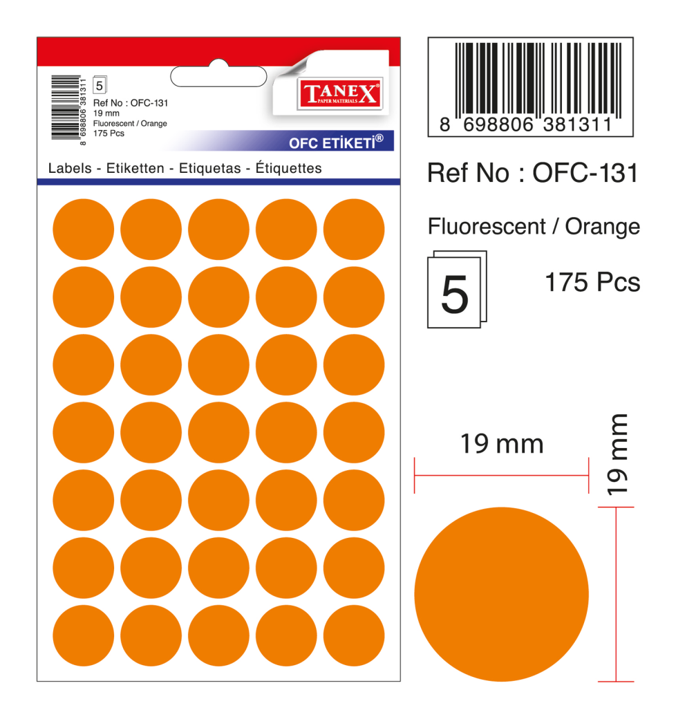 Tanex Ofc-131 Flo Turuncu Ofis Etiketi