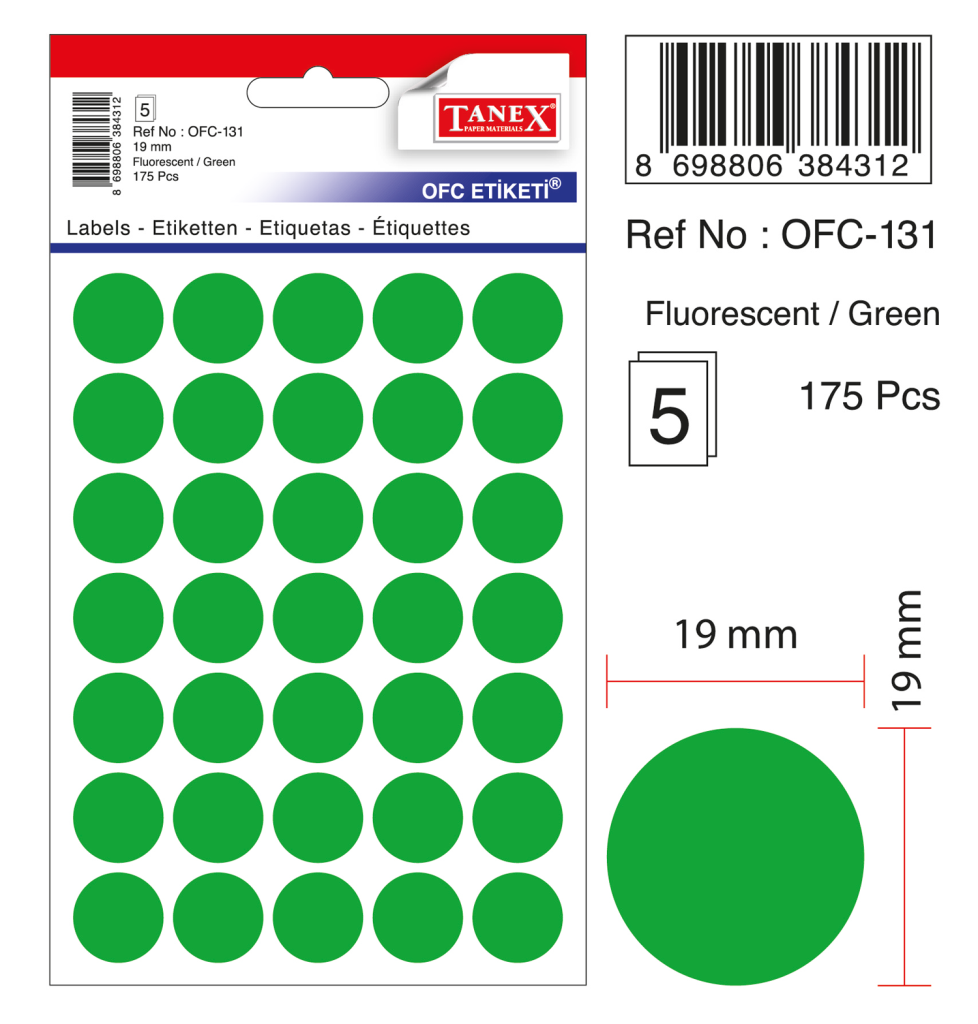 Tanex Ofc-131 Flo Yeşil Ofis Etiketi